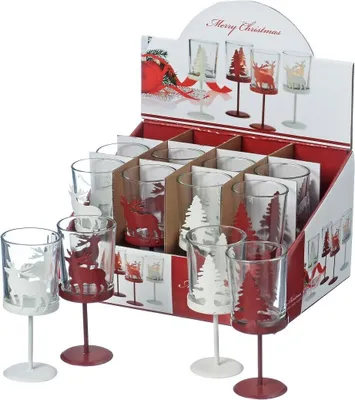 Produktbild von Windlicht Teelicht Deko Weihnachten Glaswindlicht H 13 cm 2er Set