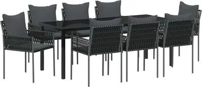 Produktbild von Garten Essgruppe 9 pcs Schwarz und Grau PE-Rattan