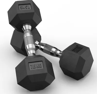 Produktbild von ATLETICA Hexagon Hantel | Paare | 2 x 7.5kg | PVC Bezug | Schutzummantelung | Langlebig | Geruchsarm