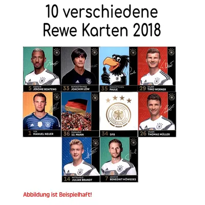 Produktbild von WM 2018 REWE Sammelkarten - 10 verschiedene Karten