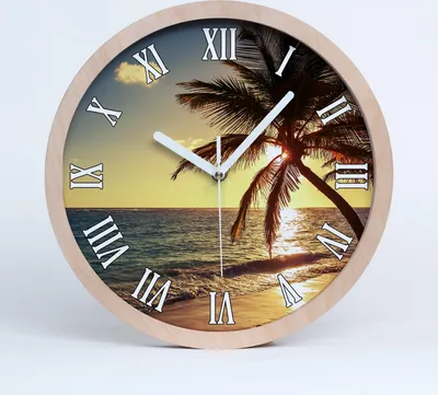 Produktbild von Holzuhr 20fi cm wanduhr - weiße Spitzen - tropischer Strand