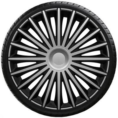 Produktbild von 15" Zoll Radkappen Schwarz Silber Radzierblenden Radblenden 15 DAKOTA SILVER BLACK ARGO