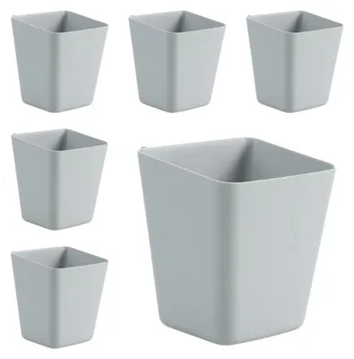 6er-Set Hängende Becherhalter, Kunststoff, Grau, 11,7x10,2x12,7 cm
