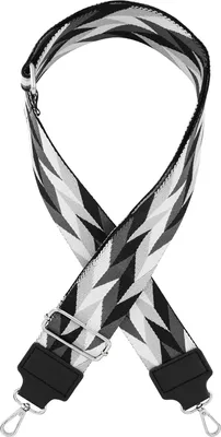 Produktbild von axy Taschen Schulterriemen 5cm Breiter Verstellbarer Taschengurt für Wechsel Schultergurt Azteken Muster Trageriemen, Farbe:Schwarz-Grau-Weiss