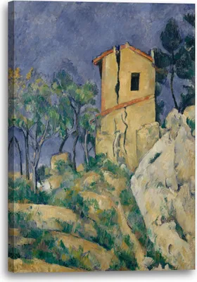 Produktbild von Leinwandbild (80x120cm): Paul Cézanne - Das Haus mit geborstenen Wänden (18921894), echter Holz-Keilrahmen inkl. Aufhänger, handgefertigt in Deutschland