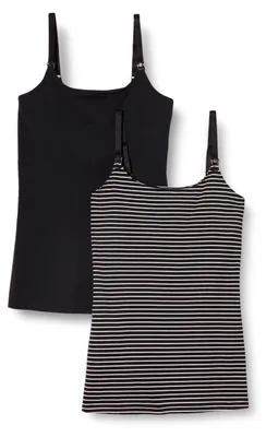 Produktbild von Amazon Essentials Damen Umstands-Camisole Stillfreundlich, 2er-Pack, Schwarz gestreift, Small
