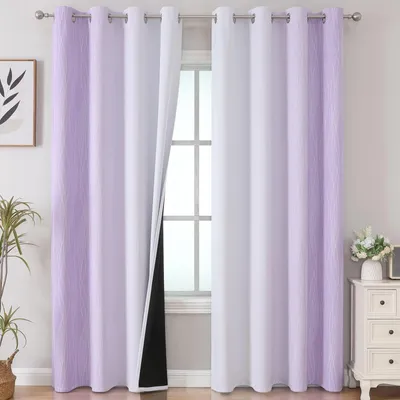 Immagine prodotto di Solidchoice - Tende oscuranti con passanti - Set di 2 - 132 x 229 cm - Lilla/Bianco