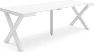 Produktbild von Ausziehbarertisch, 222x90x73cm, Für 10 Gäste, Massivholz Beine, Weiß
