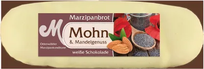Image de Pâte d'amandes Odenwälder Brot Mohn Marzipan Edelmarzipan avec chocolat blanc 100g
