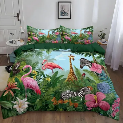 Produktbild von Bettbezug-Set, 200 x 200 cm, mit tropischen Tieren