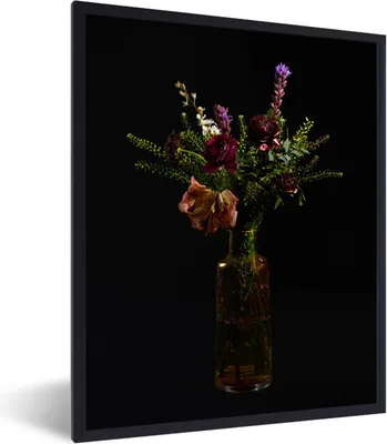 Produktbild von MuchoWow® MuchoWow® Gerahmtes Poster Blumen - Farben - Stilleben 30x40 cm - Poster mit zchwarzem Bilderrahmen - Wanddeko - Kunstdrucke
