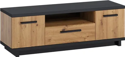 Produktbild von BETTSO Breite Moderne Wohnzimmerbank NESI 90 Matt Schwarz Eiche Artisan Eiche Artisan