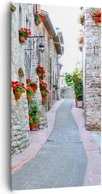 Produktbild von Bild auf Leinwand - Leinwandbild - Italien Straße Blumen Geschichte - 65x120cm - Wand Bild - Wanddeko - Leinwanddruck - Bilder - Kunstdruck - Leinwand bilder - Wandkunst - PA65x120-2817