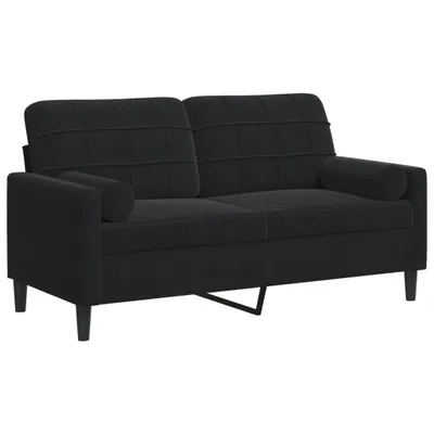 Produktbild von 2-Sitzer-Sofa mit Zierkissen Schwarz 140 cm Samt