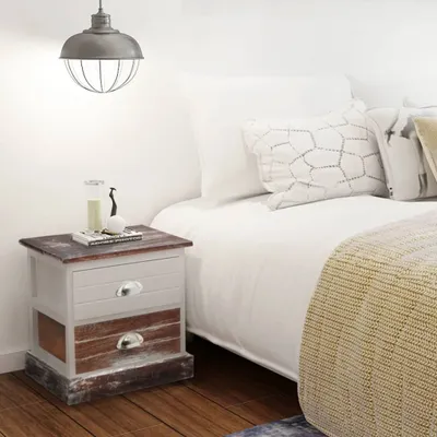 Immagine prodotto di Maison Exclusive - Comodini, set da 2 pezzi, marrone e bianco
