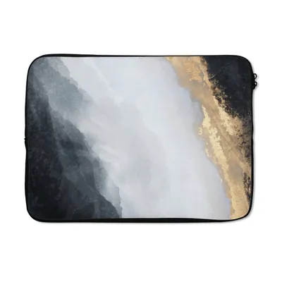 Produktbild von MuchoWow® Laptop Hülle 14 ZollAbstrakt - Farbe - Gold - Schwarz - Marmor Laptoptasche - Laptoptasche - Stoßsicher - Schutzhaube