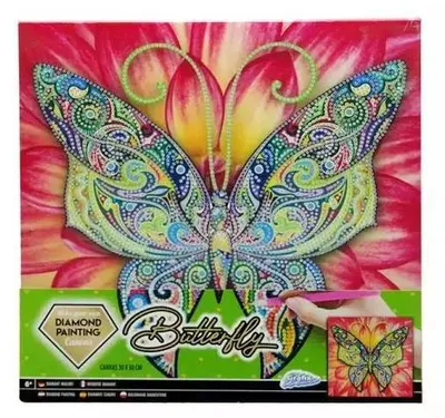 Zdjęcie produktu dla Artystyczne Diamenty - Mozaika Motyla 30x30cm: Odkryj magię twórczości w swoim domu!