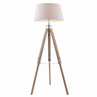 Produktbild von Lindby Stehlampe Katie, 162 cm, weiß, Textil, Holz, Tripod