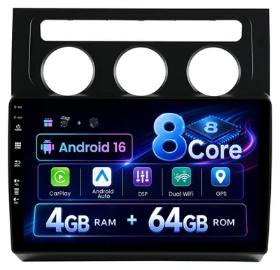 Image de Autoradio pour VW Touran (2003-2010) - Android 16, 4G+64Go, CarPlay, DAB