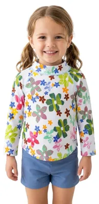 Produktbild von Mädchen-Rashguard Dakine Strand-Badeanzug UPF 50 Blumenmuster 104