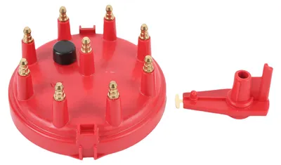 Image de Kit de réparation de distributeur d'allumage, comprenant le capuchon et le rotor, 12V, avec bornes en laiton, modèle de remplacement pour Bronco E-150 E-250 V8 5.0L 5.8L, de couleur rouge