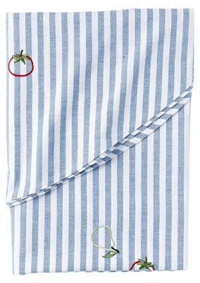 Immagine prodotto di Westwing: Tovaglia Melony, cotone, a righe, bianco e blu, rotonda, diametro 180 cm