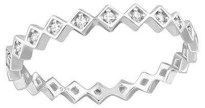 Produktbild von Zirkonia Ring 925 Silber „Raute, geometrisch“ 57 (18.1 mm Ø)