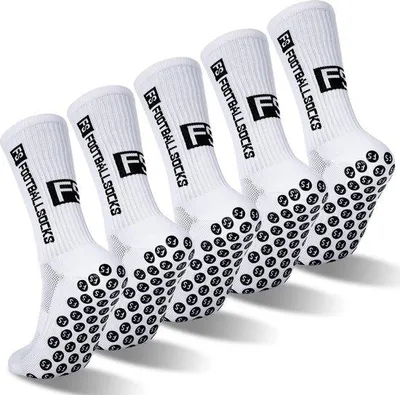 Produktbild von 5Paar- Fußballsocken,Sportsocken ,Rutschfeste Sportstrümpfe ,für Herren/Damen,Weiß Größe 40-44