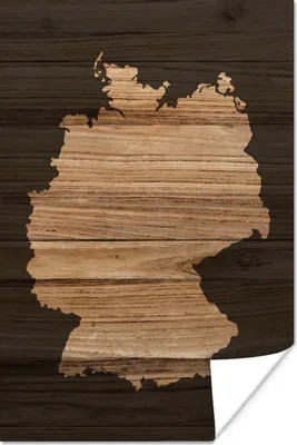 Produktbild von MuchoWow® Poster Karte - Deutschland - Holz 40x60 cm - Plakate für die Wand - Poster Babyzimmer