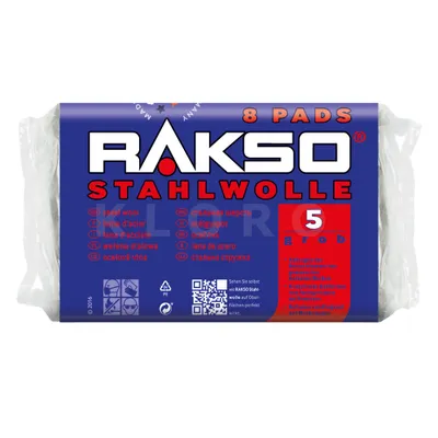 Produktbild von Rakso Stahlwolle Sorte 5 8 Pads = 200 g 010580