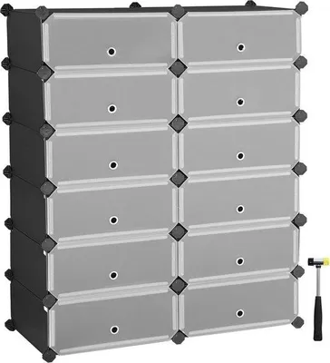 Produktbild von Modulares Schuhregal, Schuhkiste, 12-fach, schwarz, Metallgitter, 40 x 30 x 17 cm, Schuhunterhaltung