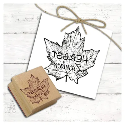 Produktbild von Motivstempel Ahornblatt für den Herbst - Holzstempel für Scrapbooking - Abdruckgröße 58 x 58 mm