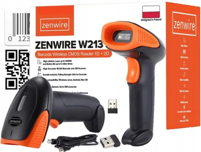 Zdjęcie produktu dla Skaner kodów kreskowych i QR - Bezprzewodowy USB 2.4 GHz - 1D/2D - EAN/GTIN - do 150 m - 400 skanów/s - Plug and Play