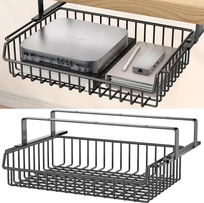 Produktbild von Famanu Unter-Büro Lade - Selbstklebende Aufbewahrungsbox mit Metallgitter - Große Kapazität für Büro und Zuhause