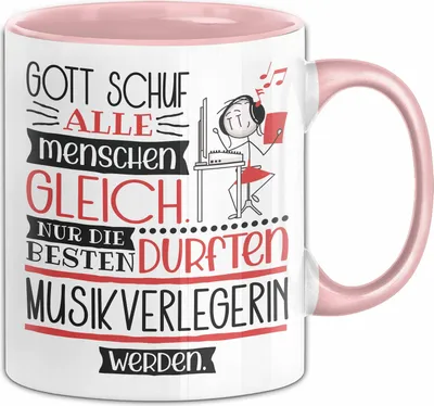 Produktbild von Musikverlegerin Geschenk Becher Tasse Gott Schuf Alle Menschen Gleich Nur Die Besten Durfeten Musikverlegerin Werden Geschenkidee Lustig (Rosa)