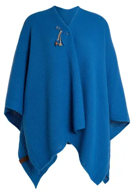 Productafbeelding van Knit Factory Jazz Poncho - Cobaltblauw - One Size (één maat)