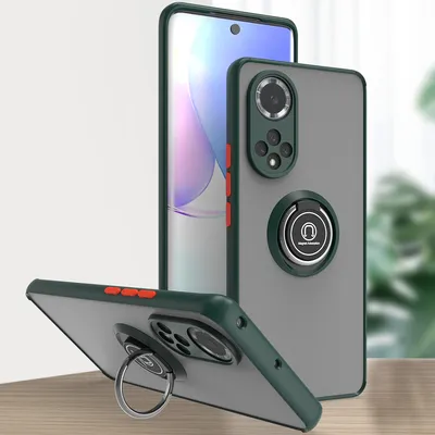 Immagine prodotto di Custodia per Honor 50 in TPU trasparente opaco con supporto ad anello e supporto verde scuro