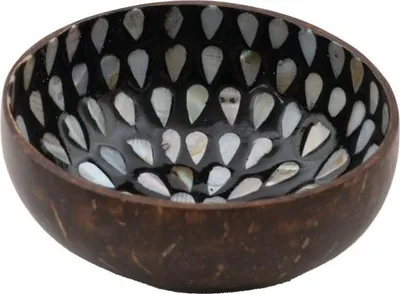 Produktbild von 6 Schalen 13 cm Kokosnuss & Schwarz Perlentropfen - Semikolon