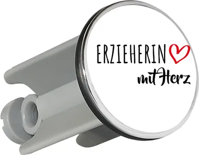 Produktbild von Huuraa Waschbeckenstöpsel Erzieherin mit Herz 4cm höhenverstellbar Abflussstopfen Geschenkidee
