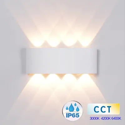 Produktbild von 8w LED Wandleuchte Fassadenleuchte Außenbereich in Weiß Eckig |CCT|680 Lumen