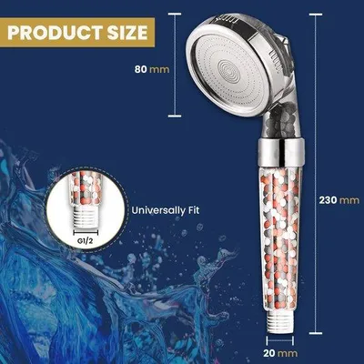 Produktbild von Ionische Handdouche 23 x 9 x 8 cm Kunststoff chrom mit 3 Strahlarten und Wasserersparnis