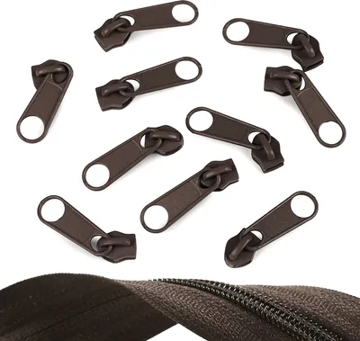 10 Reißverschluss Zipper für Endlosreißverschluss, 5mm, dunkelbraun