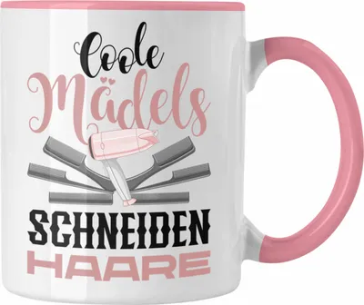 Produktbild von Trendation - Friseurin Tasse Geschenk Schere Grafik Frisörin Geschenkidee Geburtstag Weihnachten Coole Mädels Schneiden Haare Hair Stylistin (Rosa)