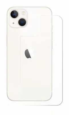A white iPhone with a clear screen protector placed behind it, shown against a white background.