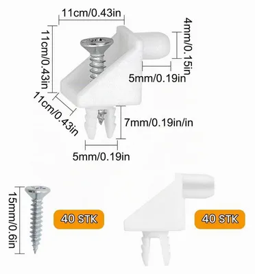 Zdjęcie produktu dla Podpórki do półek IKEA PAX, białe, 5 mm, 40 sztuk, wykonane z tworzywa sztucznego