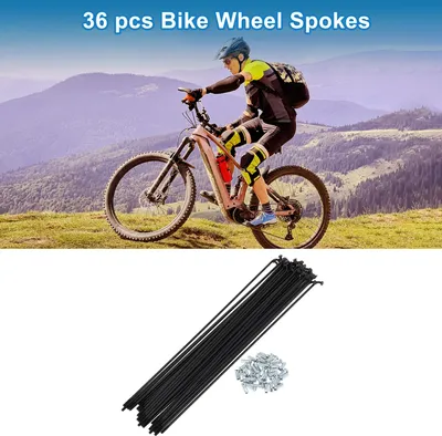 Image de Rayons De Vélo 12G Longueur 240Mm Rayons De Roue De Vélo En Acier Au Carbone Noir 1 Ensemble