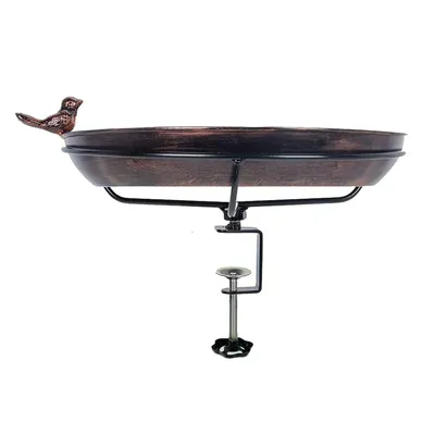 Produktbild von Metall Vogeltränke Schale Mit Klemme Wetterfest 30,5×5 cm Für Wildvögel Balkon Garten