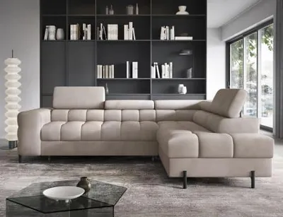 Produktbild von ELTAP Ecksofa Ferucce rechts mit Schlaffunktion und Bettkasten, Beige