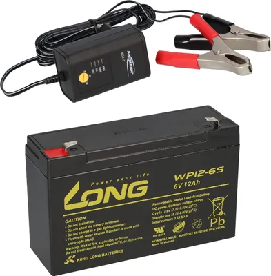 Produktbild von AGM BLEI AKKU BATTERIE 6V 12Ah kompatibel für USV BLEIGEL GEL + LADEGERÄT