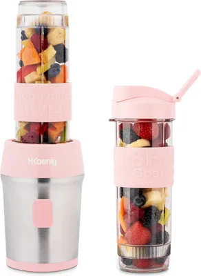 Obrázek produktu pro Mini mixér na smoothie HKoenig SMOO12, 300 W, 570ml, pastelová růžová
